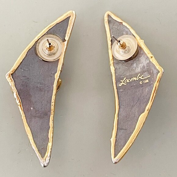 Vintage Amy Lacombe Jeweled Clay Earrings Hand Painted Hand Sculpted Signed 1988 - Picture 3 of 7